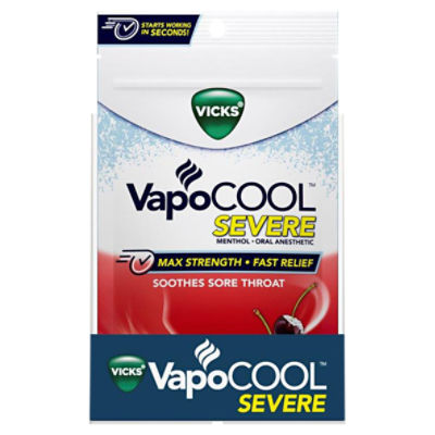 VICKS VapoCool Severe Cherry Freeze Medicated Drops, 18 count