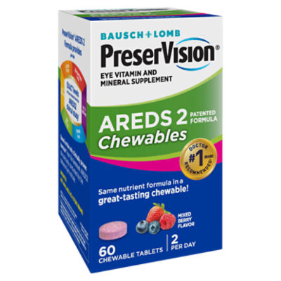 Bausch + Lomb PreserVision AREDS 2 Mixed Berry Flavor Eye Vitamin and Mineral Supplement, 60 count