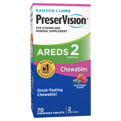 Bausch + Lomb PreserVision AREDS 2 Mixed Berry Flavor Eye Vitamin and Mineral Supplement, 70 count