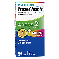 Bausch + Lomb PreserVision AREDS 2 Eye Vitamin and Mineral Supplement, 80 count