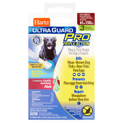 Hartz Ultra Guard Pro Triple Action Flea & Tick Drops for Dogs & Puppies, 0.220 fl oz, 3 count
