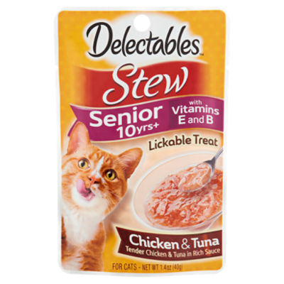 Delectables Stew Chicken & Tuna Lickable Treat for Cats, Senior, 10yrs+, 1.4 oz