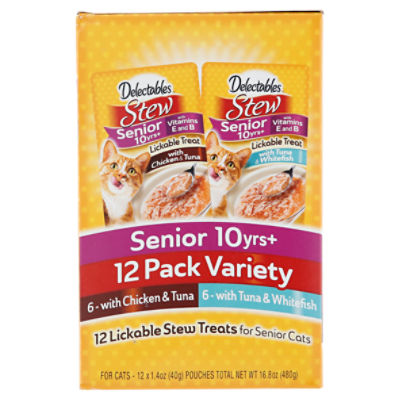 Delectables Lickable Stew Treats for Senior Cats Pack Variety, Senior