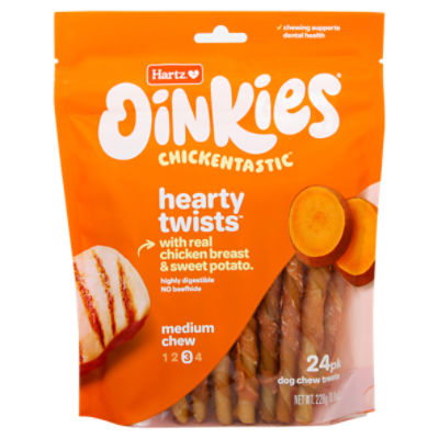 Hartz Oinkies Chickentastic Hearty Twists Medium Dog Chew Treats, 8.0 oz