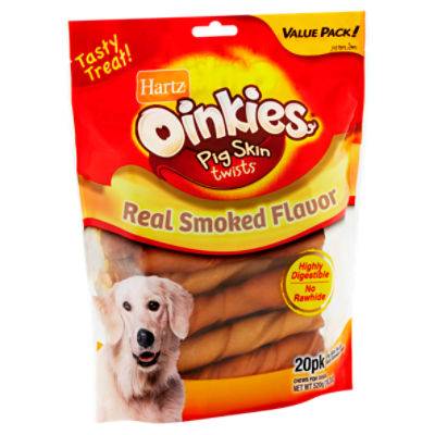 Hartz Oinkies Pig Skin Twists Real Smoked Flavor Chews for Dogs Value
