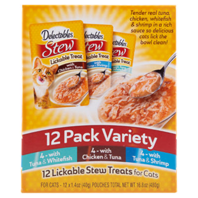 Delectables Lickable Stew Treats for Cats Pack Variety, 1.4 oz, 12 count