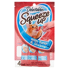 Delectables Squeeze Up Treats for Cats with Tuna & Shrimp, 0.5 oz, 4 count, 2 Ounce