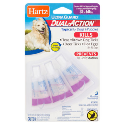 Hartz Ultra Guard Dual Action Topical for Dogs & Puppies, 0.132 fl oz, 3 count