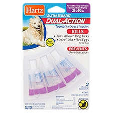 Hartz Ultra Guard Dual Action Topical for Dogs & Puppies, 0.132 fl oz, 3 count