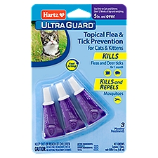 Hartz Ultra Guard Topical Flea & Tick Prevention for Cats & Kitten, 0.056 fl oz, 3 count