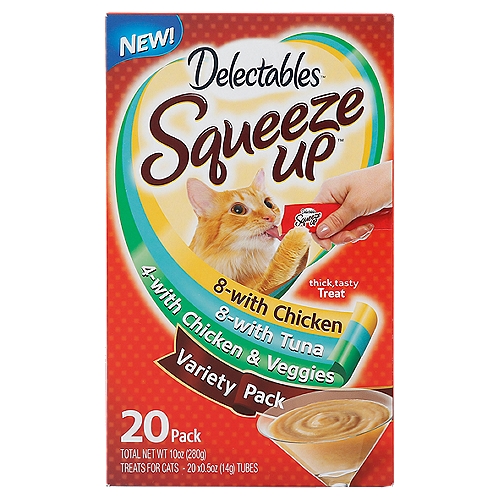 Delectables Squeeze Up Treats for Cats Variety Pack, 0.5 oz, 20 count