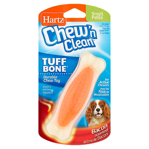 Hartz Chew'n Clean Tuff Bone Bacon Scented Durable Chew Toy, Small