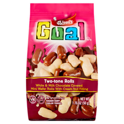 Bloom's Kosher Products Goal Two-Tone White & Milk Chocolate Covered Mini Wafer Rolls, 1.76 oz