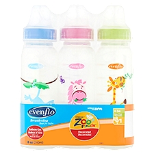 Evenflo Classic Zoo Friends Decorated 8 oz Bottles, 1 Slow Flow, 0-3m, 3 count
