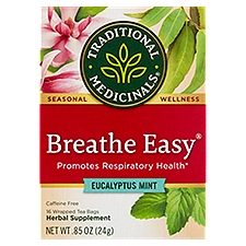 Traditional Medicinals Breathe Easy Eucalyptus Mint Herbal Supplement, 16 count, .85 oz