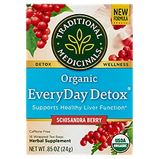 Traditional Medicinals EveryDay Detox Organic Schisandra Berry, Herbal Supplement, 16 Each