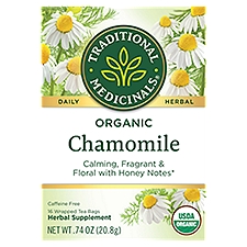 Traditional Medicinals Daily Herbal Organic Chamomile Wrapped Tea Bags, 16 count, .74 oz