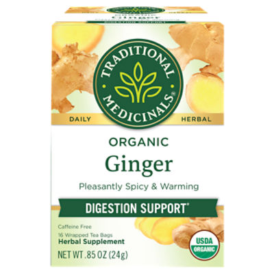 Traditional Medicinals Organic Ginger Herbal Supplement, 16 count, .85