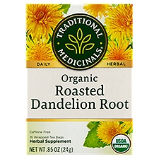 Traditional Medicinals Organic Roasted Dandelion Root, Herbal Supplement, 16 Each