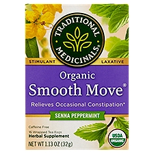 Traditional Medicinals Smooth Move Organic Senna Peppermint Herbal Supplement, 16 count, 1.13 oz
