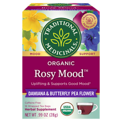 Traditional Medicinals Organic Rosy Mood Herbal Supplement Tea Bags, 16 count, .99 oz, 16 Each