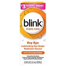 Blink Triple Care Moderate-Severe Dry Eye Lubricating Eye Drops, 0.34 fl oz