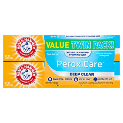 Arm & Hammer PeroxiCare Deep Clean Mint Toothpaste Value Twin Pack!, 6.0 oz, 2 count, 12 Ounce