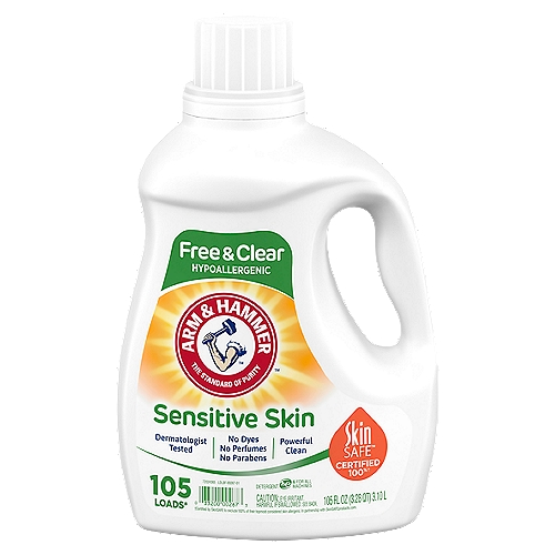 Arm & Hammer Sensitive Skin Free & Clear Detergent, 105 count, 105 fl oz