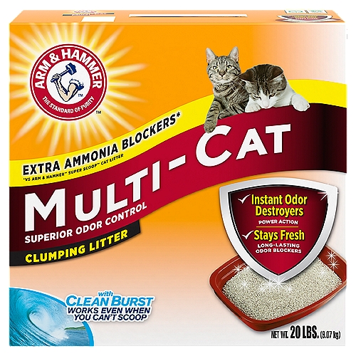 Arm & Hammer Multi-Cat Superior Odor Control Clumping Litter, 20 lbs