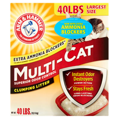 Arm & Hammer Multi-Cat Superior Odor Control Clumping Litter Largest Size, 40 lbs, 40 Pound