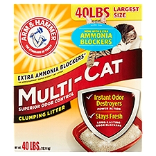 Arm & Hammer Multi-Cat Superior Odor Control Clumping Litter Largest Size, 40 lbs