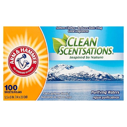 Arm & Hammer Clean Scentsations Purifying Waters Fabric Softener Sheets, 100 count