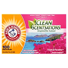 Arm & Hammer Clean Scentsations Tropical Paradise Fabric Softener Sheets, 100 count, 100 Each