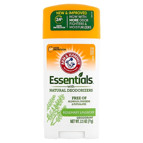 Arm & Hammer Essentials Rosemary Lavender Deodorant, 2.5 oz
Contains Arm & Hammer™ Baking Soda and natural plant extracts to absorb and fight odor.
