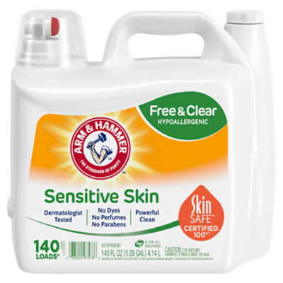 Arm & Hammer Sensitive Skin Free & Clear Detergent, 140 count, 140 fl