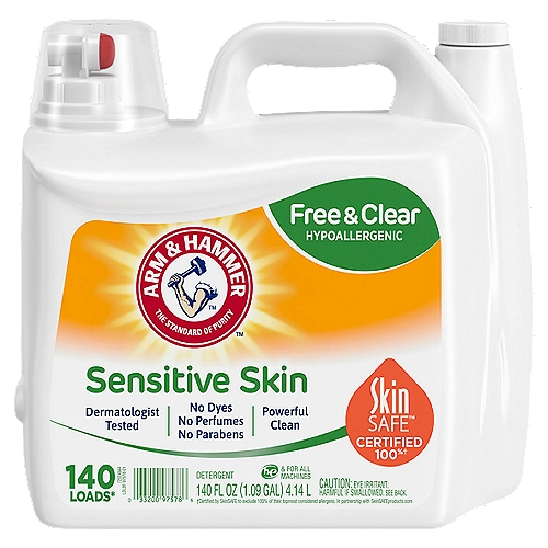 Arm & Hammer Sensitive Skin Free & Clear Detergent, 140 count, 140 fl oz