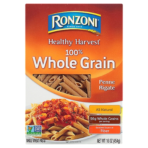 Ronzoni Healthy Harvest 100% Whole Wheat Penne Rigate Pasta, 16 oz