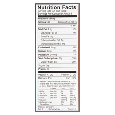 Whole Grain Pasta Nutrition Label