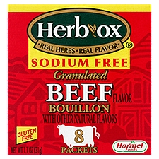 Hormel Foods Herb-Ox Sodium Free Beef Flavor Granulated Bouillon, 8 count, 1.1 oz, 1.1 Ounce