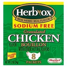 Hormel Foods Herb-Ox Sodium Free Granulated Chicken Flavor Bouillon, 8 count, 1.2 oz