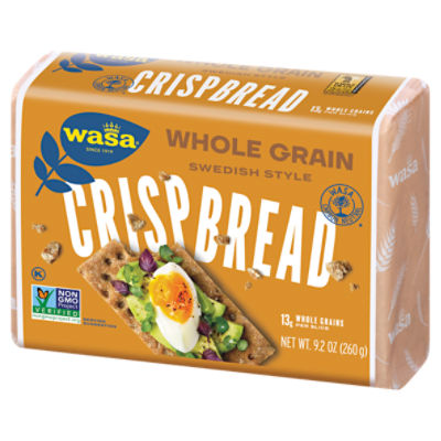 Wasa Whole Grain Crispbread, 9.2 oz. Crackers, Non-GMO Ingredients, Fat Free, Made with 100% Whole Grains