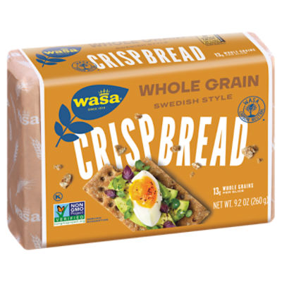 Wasa Whole Grain Crispbread, 9.2 oz. Crackers, Non-GMO Ingredients, Fat Free, Made with 100% Whole Grains