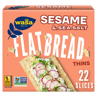 Wasa Sesame & Sea Salt Flatbread Thins, 6.7 oz. Crackers, Non-GMO Ingredients