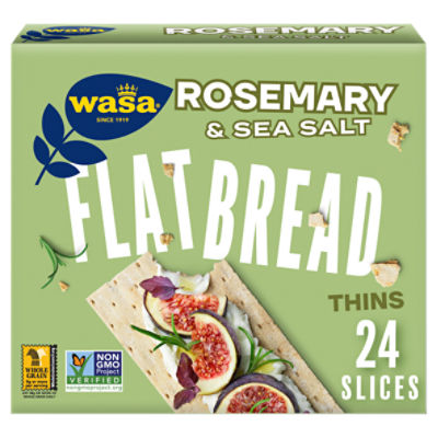 Wasa Rosemary & Sea Salt Flatbread Thins, 6.7 oz. Crackers, Non-GMO Ingredients