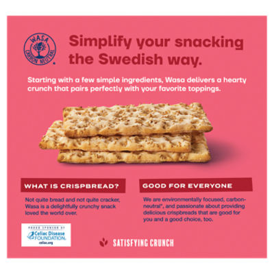 Wasa Gluten Free Sesame & Sea Salt Crispbread, 6.1 oz. Gluten Free Crackers, Non-GMO Ingredients