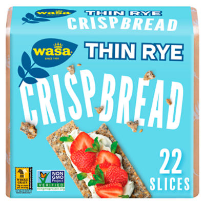 Wasa Thin Rye Crispbread Rye Crackers made with Non-GMO Ingredients and Fat Free, 8.6 oz