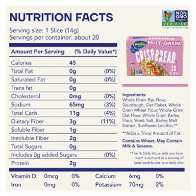 Wasa Multi Grain Crispbread, 9.7 oz. Multigrain Crackers, Non-GMO Ingredients, Fat Free, 9.7 oz
