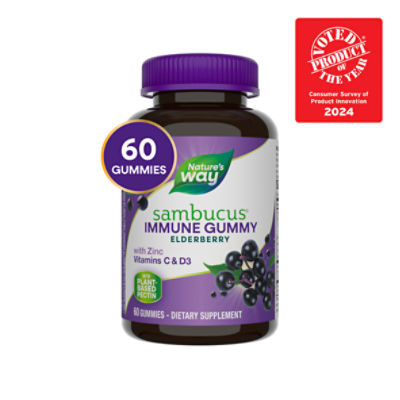 Nature's Way Sambucus Immune Gummy Elderberry Dietary Supplement, 60 count