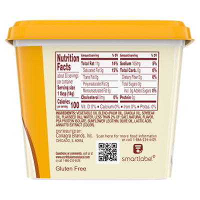 Calories in Smart Balance Original Buttery Spread and Nutrition Facts