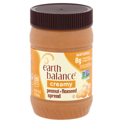 Earth Balance Creamy Natural Peanut + Flaxseed Spread, 16 oz